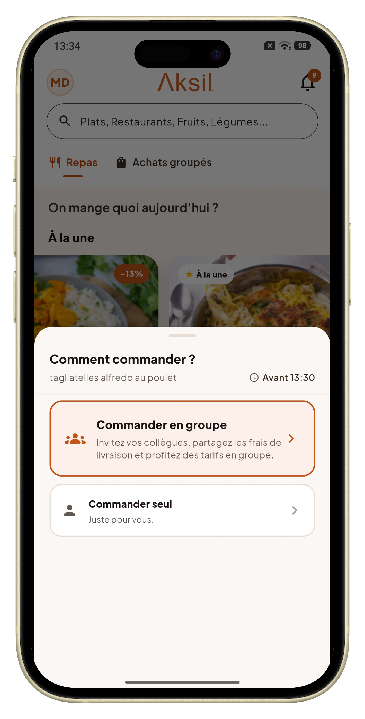 Commander en groupe sur Aksil